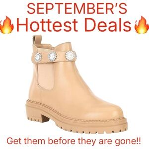 Copper Key COSMO PEARL RHINESTONE Leather Chelsea Booties NWT